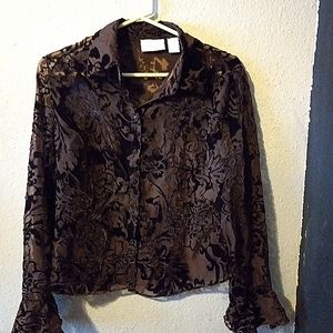 Worthington Brown Lace Women's Blouse Size 6